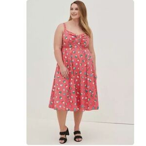 Torrid Midi Poplin Fit & Flare Dress - cupcake print